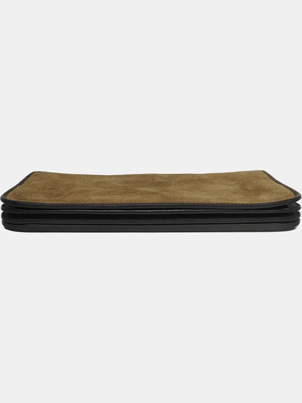 Loewe Suede Clutch in Tan with Black Trim